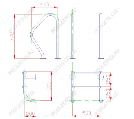 Лестница  с поручнями 2 ступени Flexinox ESC PT AISI-316 (87151429)