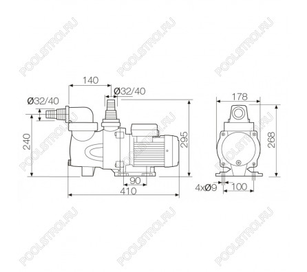 Насос FCP-250S с префильтром 5.2м³/час(6м). 1ф/220В. 0.43/0.25 кВт. версия 12S