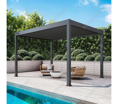 Пергола Aquaviva Модерн (к стене, ламели с электропр., 3х4м, антрацит)