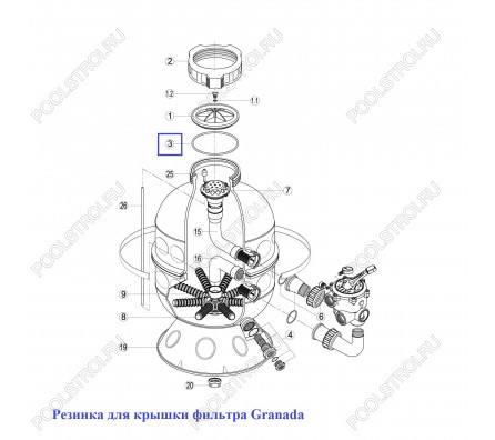 Прокладка-кольцо фланца бочки фильтра Granada RGR030.A\RRFI0003.00R